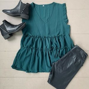 STORE CLOSING FINAL SALE ✨ Layered Peplum Sleeveless Blouse